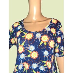 LuLaRoe Floral Swing Tunic Top Navy Multicolor Size S